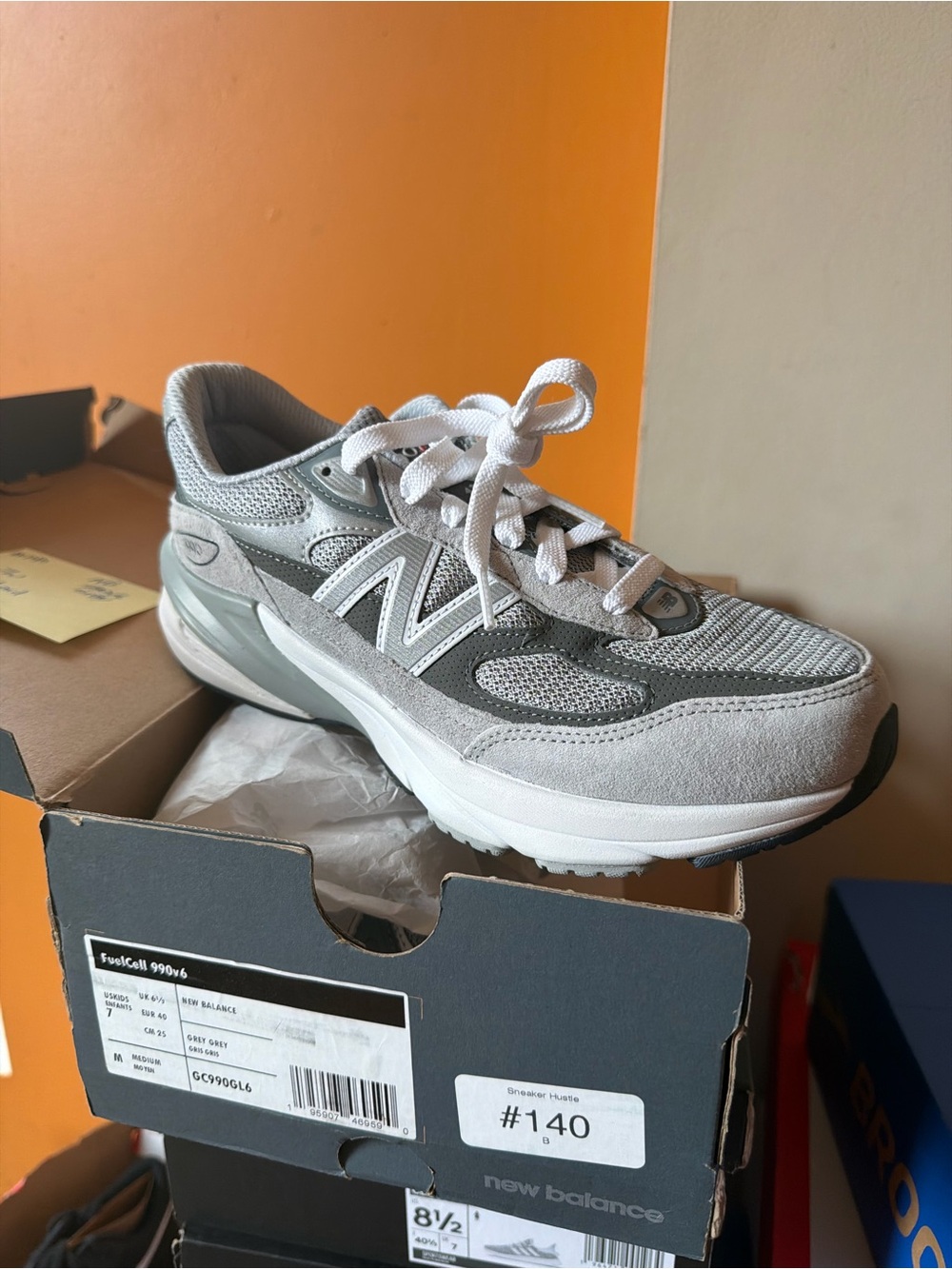 New Balance Light Gray & White Mesh Suede Sneaker